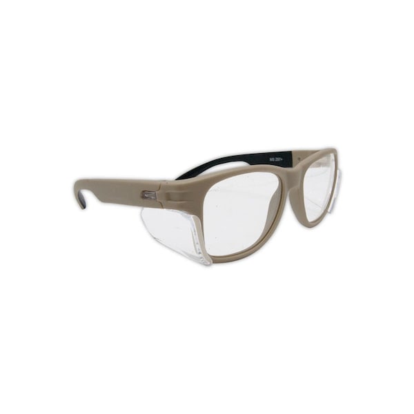 Gemstone Classic Tan Frame Clear AntiFog Safety Glasses with Permanent Side Shields, PR